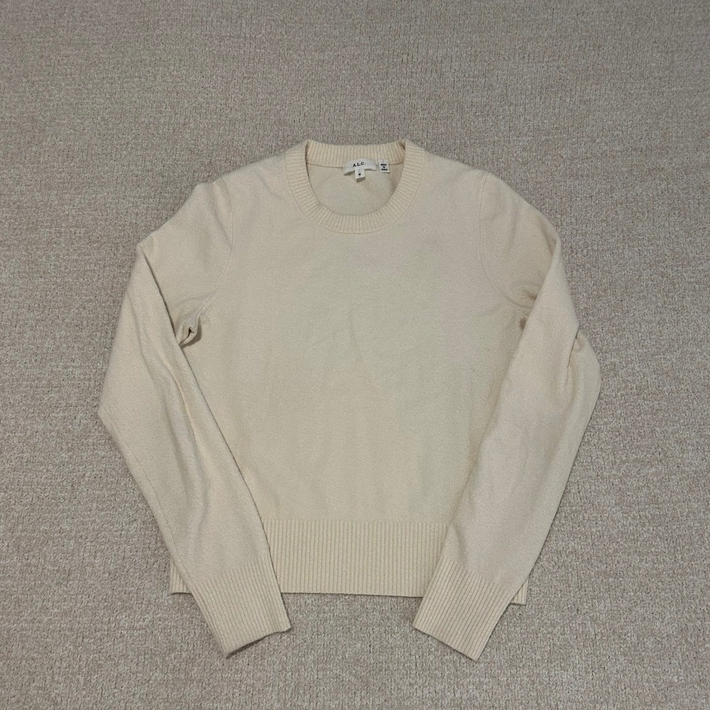 A.L.C Women's Lucas Cotton Crewneck size Medium in Ivory